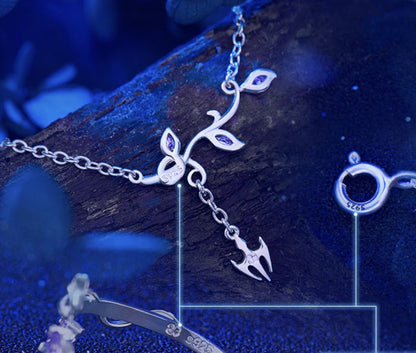 Soul Land Blue Silver Grass Series Ring Bracelet Necklace 925 Silver 11656:425093