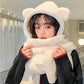 Stuffed Bear Hat Scarf Gloves Sets white-two pieces  