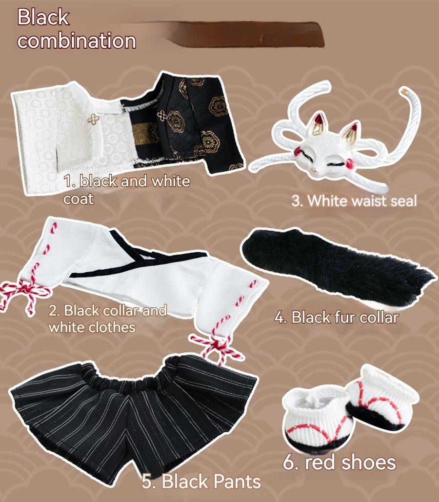 Stylish Cotton Doll Clothes Kimono Set Black Blue (Presale) 20068:352123 20068:352123