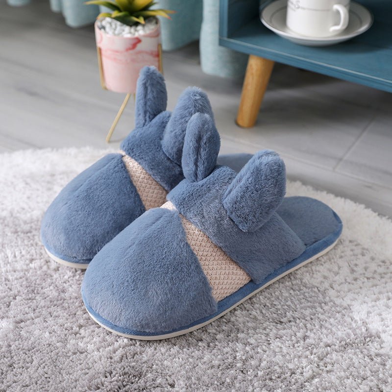 Thickened Rabbit Hair Slippers blue 30-31 