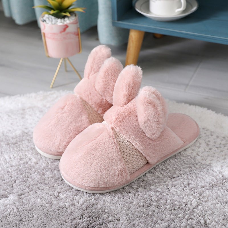 Thickened Rabbit Hair Slippers pink 30-31 