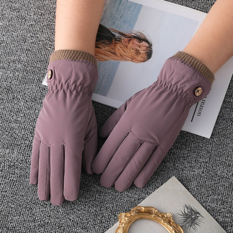 Touch Screen Windproof And Waterproof Wowan Gloves red bean paste small buttons  