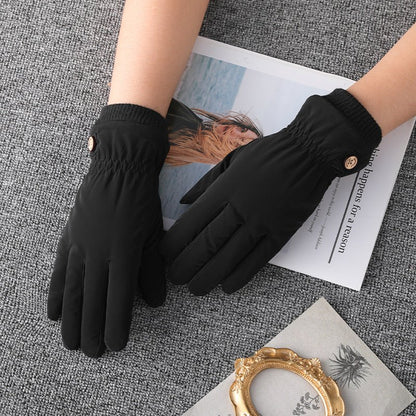 Touch Screen Windproof And Waterproof Wowan Gloves black small buttons  