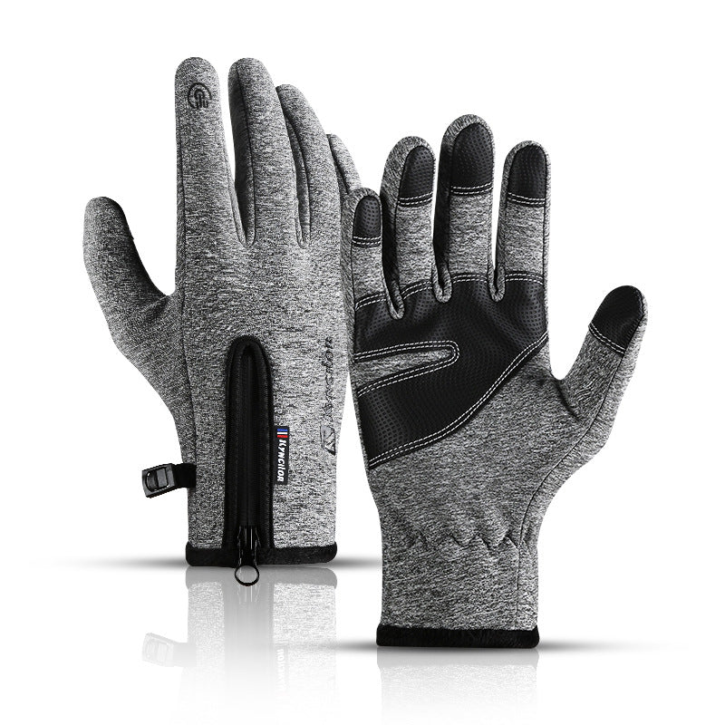 Touch Screen Winter Gloves For Outdoor Cycling hemp grey S 