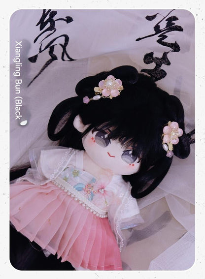 Traditional Wig and Bun Set for 20cm Cotton Dolls 20076:352145 20076:352145