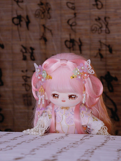 Traditional Wig and Bun Set for 20cm Cotton Dolls 20076:352137 20076:352137