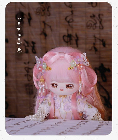 Traditional Wig and Bun Set for 20cm Cotton Dolls 20076:352157