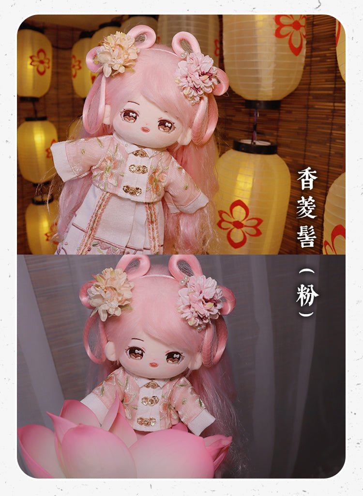 Traditional Wig and Bun Set for 20cm Cotton Dolls 20076:352147