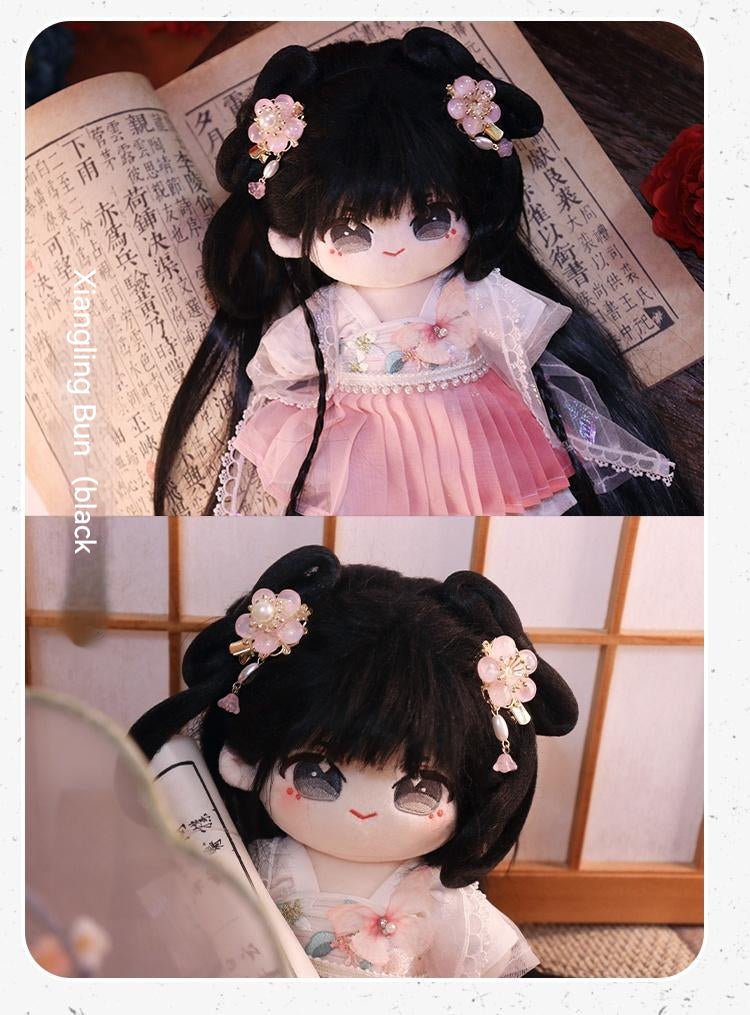 Traditional Wig and Bun Set for 20cm Cotton Dolls 20076:352153