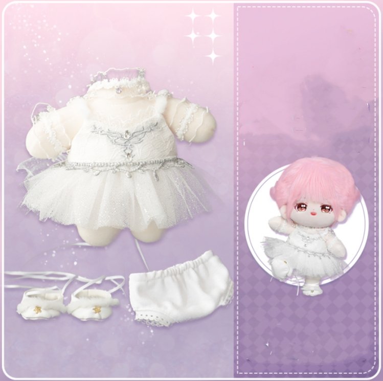 White Ballet Costume Cotton Doll Clothes - TOY-PLU-91001 - Strawberry universe - 42shops
