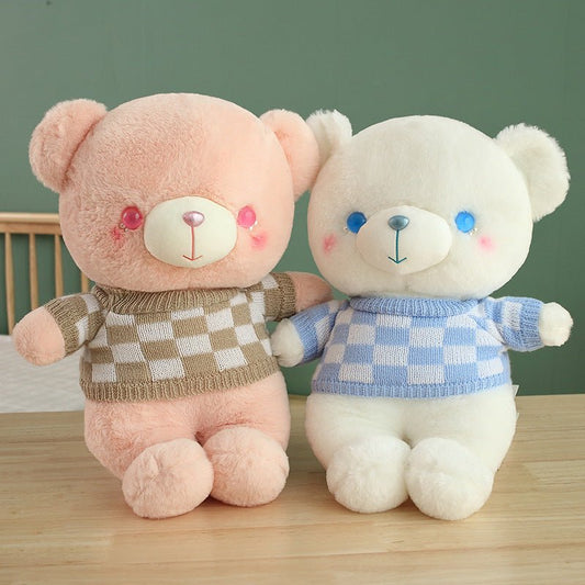 White Pink Gray Bear Plush Doll - TOY-PLU-95601 - Yangzhoukabusha - 42shops