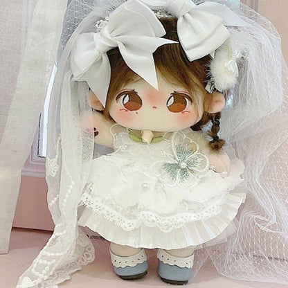 White Wedding Doll Dress With Bow - TOY-PLU-83501 - Strawberry universe - 42shops