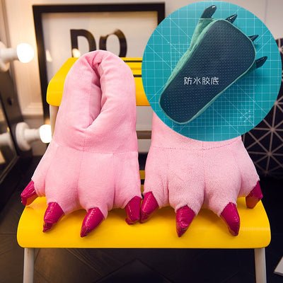 Winter Monster Claw Plush Slippers Waterproof Soles S(27-33) pink 
