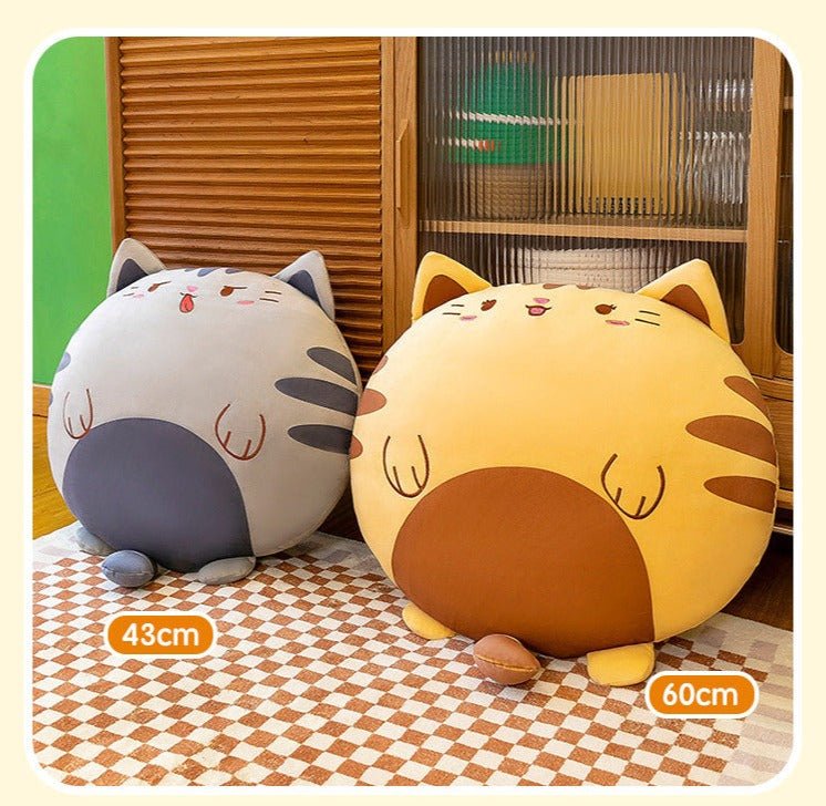 Yellow Gray Fat Cat Pillow Cushion Plush Doll - TOY-PLU-70703 - Yangzhou burongfang - 42shops
