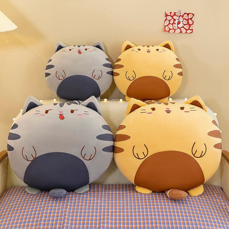 Yellow Gray Fat Cat Pillow Cushion Plush Doll - TOY-PLU-70701 - Yangzhou burongfang - 42shops