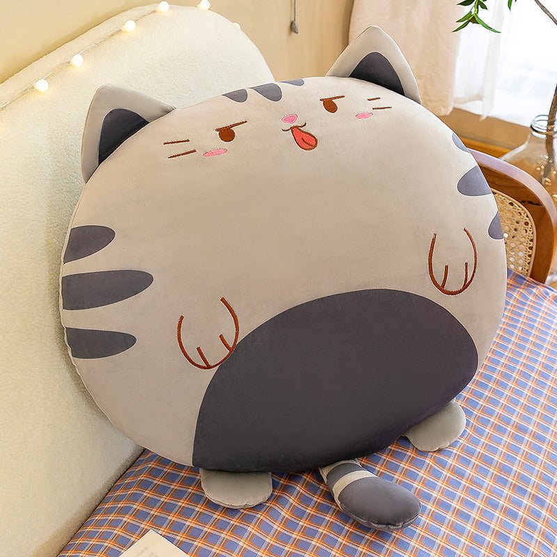 Yellow Gray Fat Cat Pillow Cushion Plush Doll - TOY-PLU-70701 - Yangzhou burongfang - 42shops