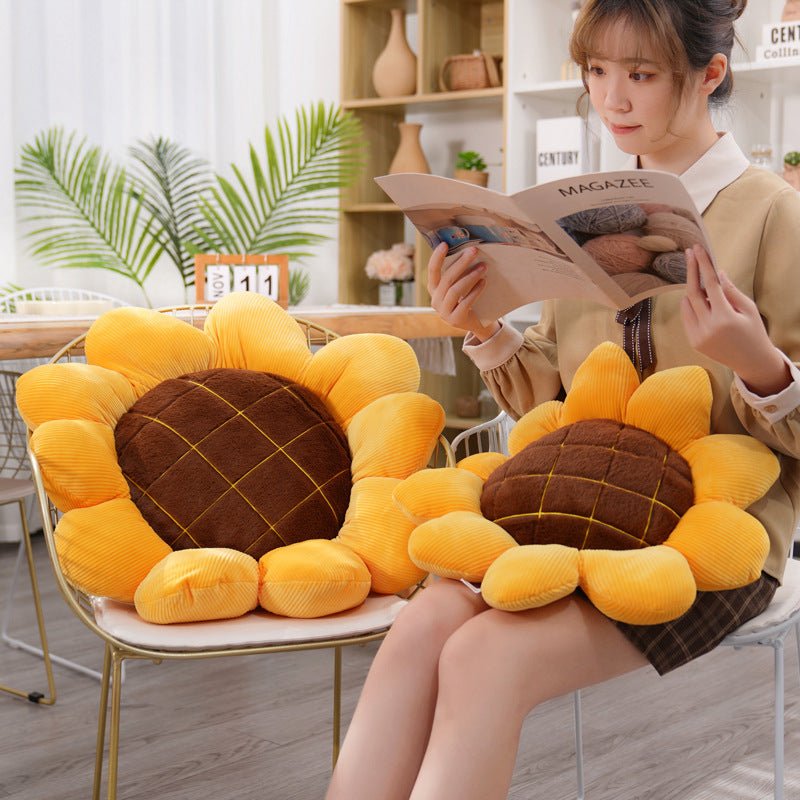 Yellow Sunflower Plush Cushion Floor Pillow - TOY-PLU-85301 - Yangzhoumeixuan - 42shops