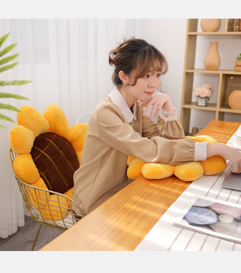 Yellow Sunflower Plush Cushion Floor Pillow - TOY-PLU-85301 - Yangzhoumeixuan - 42shops